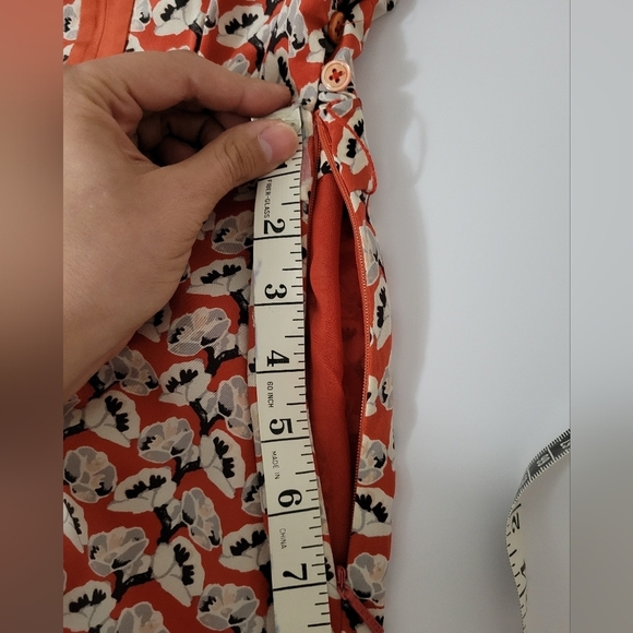 Tory Burch Orange Poppy Floral Print Silk Maximalist Long Sleeve Tunic Dress - Picture 8 of 15